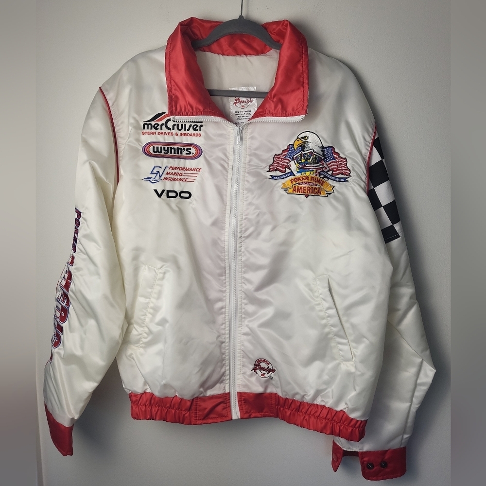 Vintage Poker Runs America Racing Jacket 90s Embroidered Bald Eagle